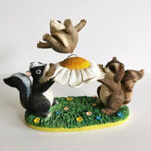 Blossom Bounce Cute Animal Spring Fitz & Floyd Charming Tail Raccoon Skunk Mouse